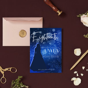 Elegant Royal Blue 18th Birthday Invitation