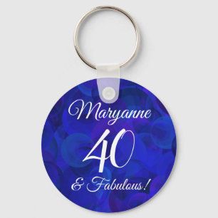 Elegant Royal Blue 40 & Fabulous Birthday Party Key Ring