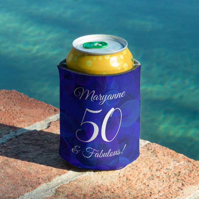 Elegant Royal Blue 50 and Fabulous Birthday Party Can Cooler (In Situ Pool)