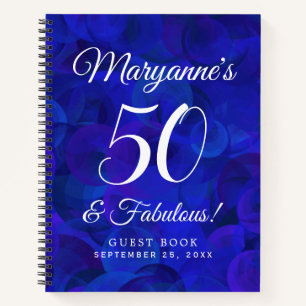 Elegant Royal Blue 50 & Fabulous Birthday Party Notebook