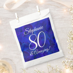 Elegant Royal Blue 80 and Amazing Birthday Party Favour Bag