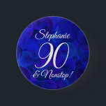 Elegant Royal Blue 90 and Nonstop Birthday Party 6 Cm Round Badge<br><div class="desc">Elegant Royal Blue 90 and Nonstop Birthday Party button Special unique elegant Royal Blue birthday party button pin specially designed for your friends who are turning 90 and are nonstop! Personalise this birthday party button pin with their name. Perfect for the party as a favour for your guests. Can be...</div>