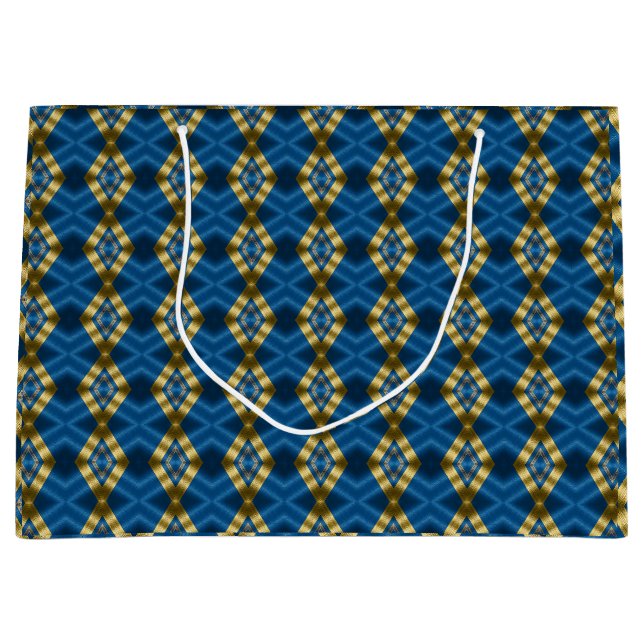 Elegant Royal Blue and Gold Luxury  Large Gift Bag (Front)