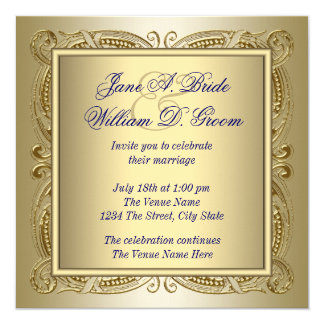 Elegant Royal Blue And Gold Wedding Card Elegant Royal Blue And Gold Wedding Card