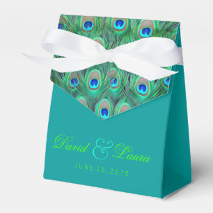 Elegant Royal Blue and Green Peacock Wedding Favour Box