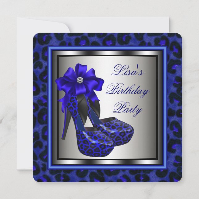 Elegant Royal Blue Birthday Party Invitation (Front)
