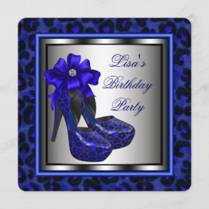 Elegant Royal Blue Birthday Party Invitation