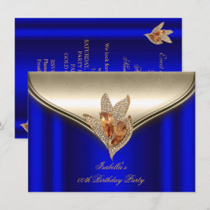 Elegant Royal Blue Bronze Brown Gold Party Invitation