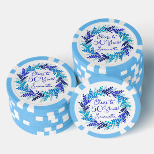 Elegant Royal Blue Cheers to 50 Years Birthday Poker Chips