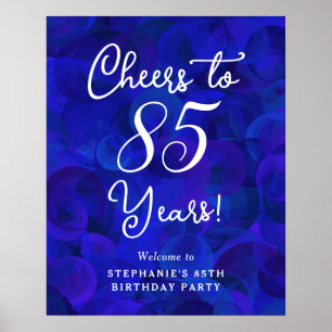 Elegant Royal Blue Cheers to 85 Years Birthday Poster