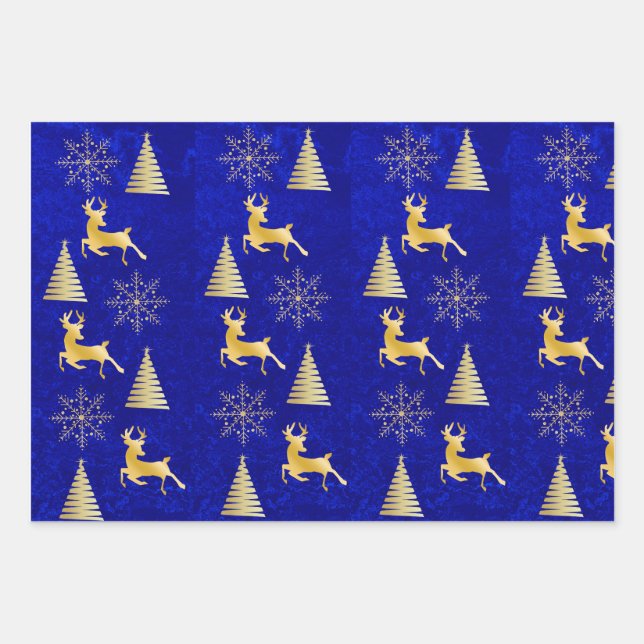 Elegant Royal Blue Christmas Wrapping  Wrapping Paper Sheet (Front)