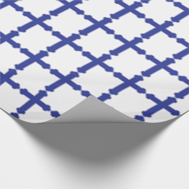 Elegant Royal Blue Cross Wrapping Paper (Corner)