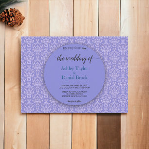 Elegant Royal Blue Damask Classic Formal Wedding Invitation