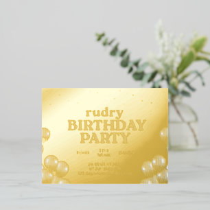 Elegant Royal Blue & Gold Birthday Party Invitatio Foil Invitation Postcard
