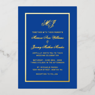 Elegant Royal Blue Gold Calligraphy Script Wedding