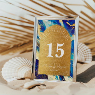 Elegant Royal Blue Gold Table Numbers For Wedding