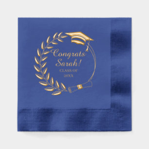 Elegant royal blue Graduation Foil Napkins