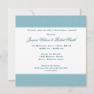 Elegant royal blue graphic rehearsal dinner invitation
