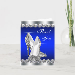 Elegant Royal Blue High Heel Shoe Thank You Cards
