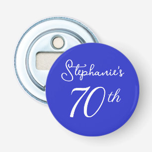 Elegant Royal Blue Monogram 70th Birthday Party Bottle Opener