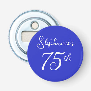 Elegant Royal Blue Monogram 75th Birthday Party Bottle Opener