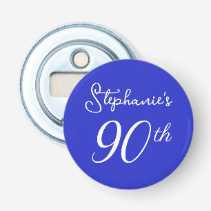 Elegant Royal Blue Monogram 90th Birthday Party Bottle Opener