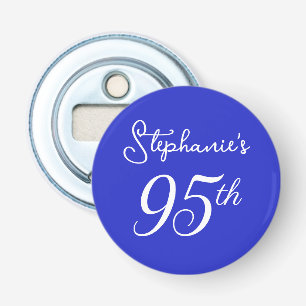 Elegant Royal Blue Monogram 95th Birthday Party Bottle Opener