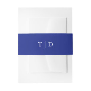 Elegant Royal Blue Monogram Modern Wedding Invitation Belly Band
