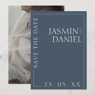 Elegant Royal Blue Opulence Minimal Photo Wedding Save The Date