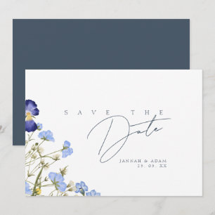 Elegant Royal Blue Opulence Wildflowers Wedding Save The Date
