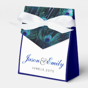 Elegant Royal Blue Peacock Wedding Favour Box