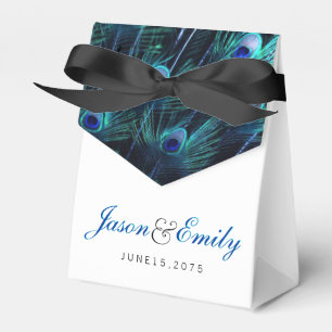 Elegant Royal Blue Peacock Wedding Favour Box