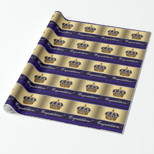 Elegant Royal Blue Prince Baby Shower Gift Wrap