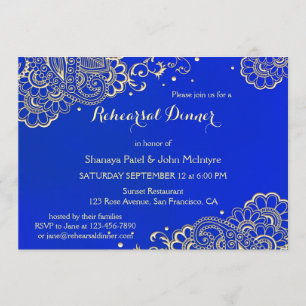 Elegant Royal Blue Rehearsal Dinner Invitation