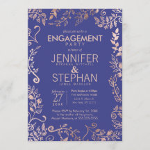 Elegant Royal Blue Rose Gold Floral Engagement