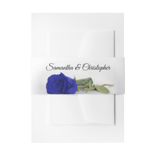 Elegant Royal Blue Rose Simple Glam Wedding Invitation Belly Band