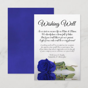 Elegant Royal Blue Rose Wedding Wishing Well Poem Enclosure Card