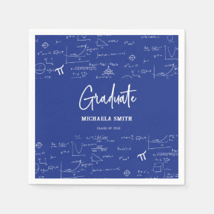 Elegant Royal Blue Script Math Graduate Party Napkin