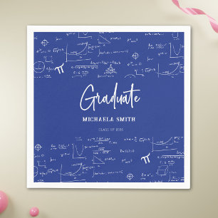 Elegant Royal Blue Script Math Graduate Party Napkin