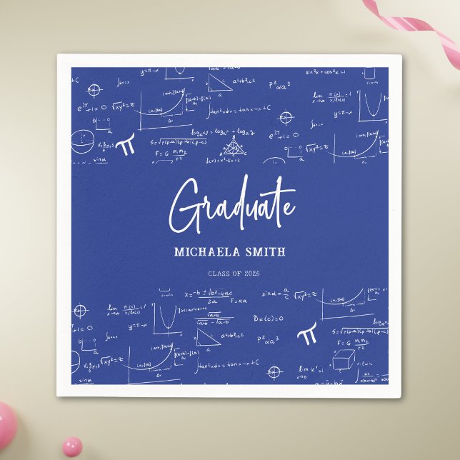 Elegant Royal Blue Script Math Graduate Party Napkin (Creator Uploaded)