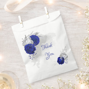 elegant royal blue silver flowers wedding favour b favour bag