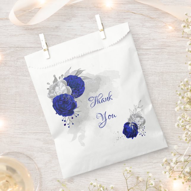 elegant royal blue silver flowers wedding favour b favour bag (Clipped)
