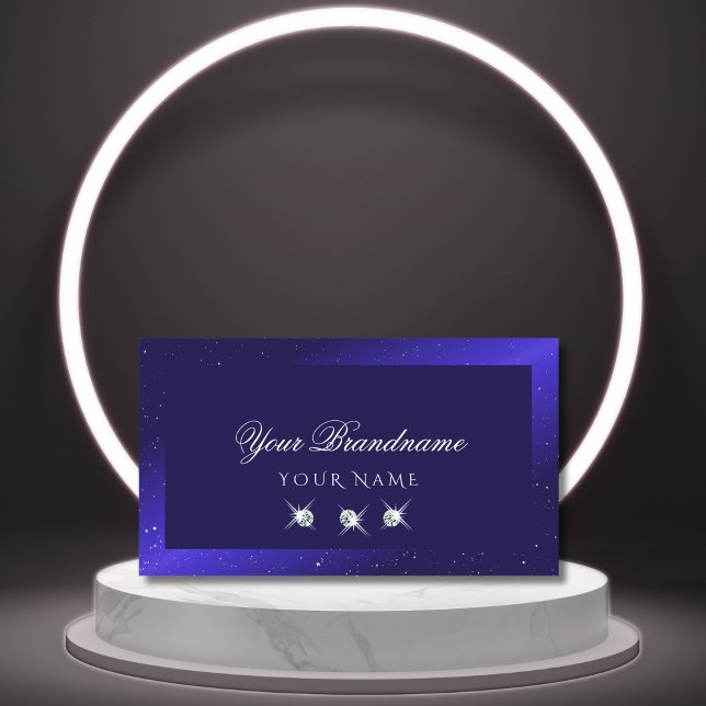 Elegant Royal Blue Sparkling Diamonds Professional Business Card (Creator Uploaded)