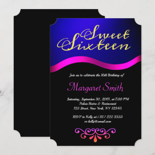 Elegant Royal Blue Sweet 16 Invite