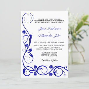 Elegant Royal Blue Swirls Invitation
