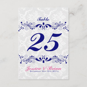 Elegant Royal-Blue Tones Floral Lace White Damasks Invitation