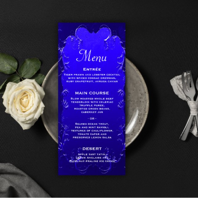 Elegant Royal Blue Wedding Reception Menu (Creator Uploaded)