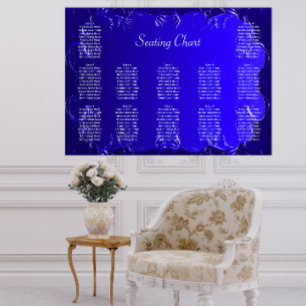 Elegant Royal Blue Wedding Reception Seating Chart