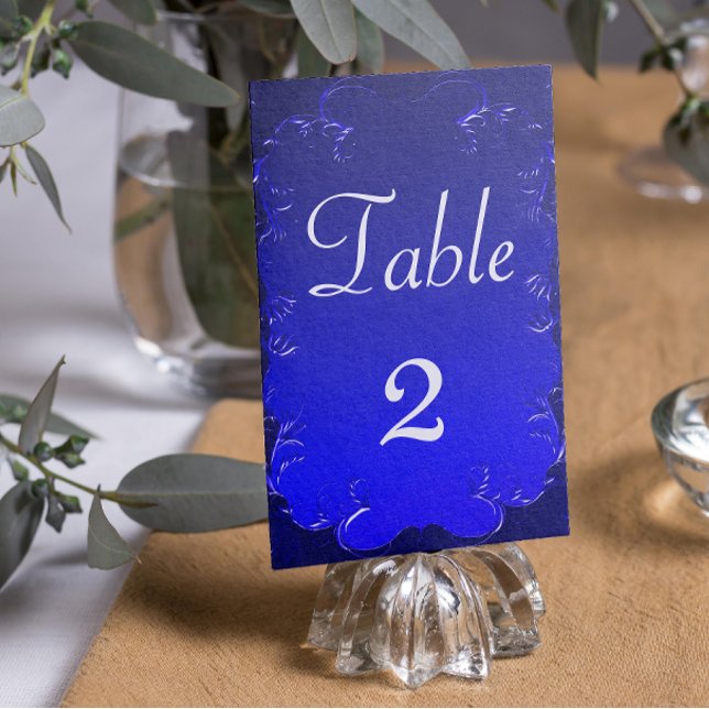 Elegant Royal Blue Wedding Reception Table Number (Creator Uploaded)