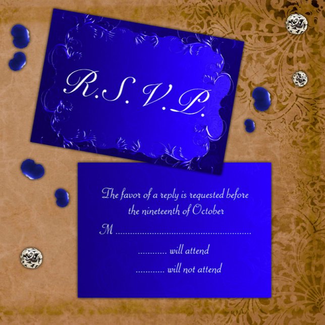 Elegant Royal Blue Wedding RSVP (Creator Uploaded)